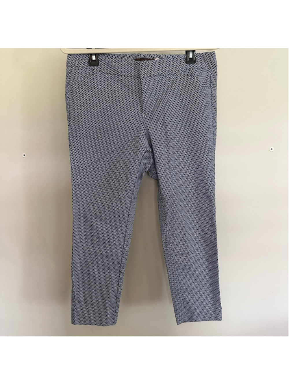 Crosby Pants Womens 8 Blue Black Geometric Stretch Ankle Career Office